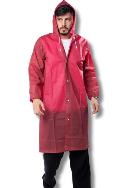 Kadın Erkek Yağmurluk Kapüşonlu Çıtçıtlı Eva Bordo Yağmurluk BYMMRC881R07 modelleri
