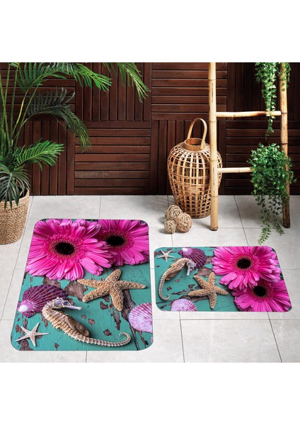 Dijital Baskı Modern Banyo Halısı Ikili Banyo Paspası LNA5073 100X60+60X50 cm