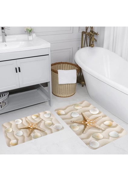 Dijital Baskı Modern Banyo Halısı Ikili Banyo Paspası LNA5043 100X60+60X50 cm