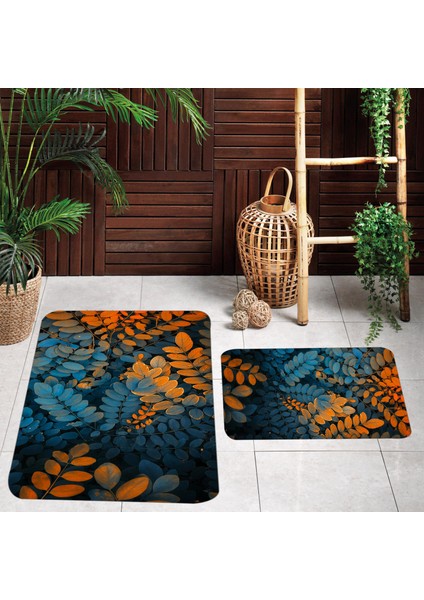 Dijital Baskı Modern Banyo Halısı Ikili Banyo Paspası LNA5114 100X60+60X50 cm