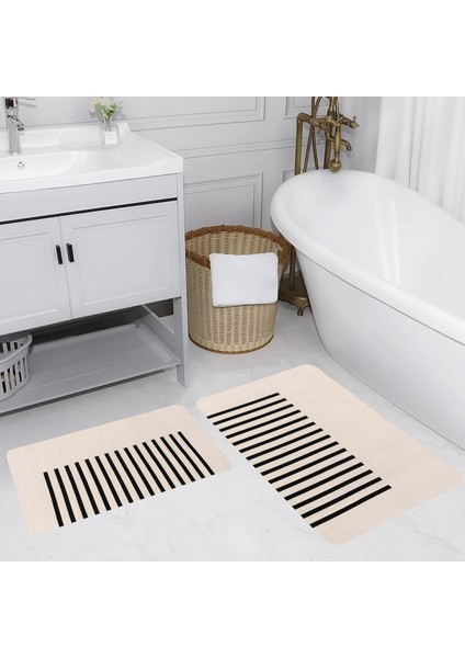 Dijital Baskı Modern Banyo Halısı Ikili Banyo Paspası LNA5190 100X60+60X50 cm