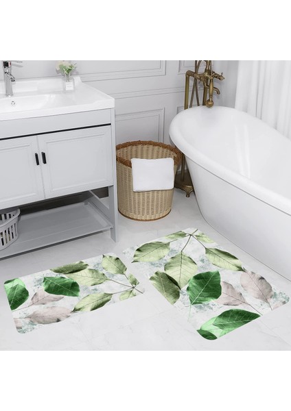 Dijital Baskı Modern Banyo Halısı Ikili Banyo Paspası LNA5213 100X60+60X50 cm