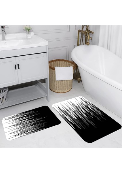 Dijital Baskı Modern Banyo Halısı Ikili Banyo Paspası LNA5216 100X60+60X50 cm
