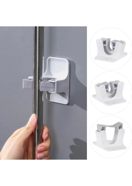 2 Adet Paspas Süpürge Fırça ve Mop Askısı Sap Tutucu Mutfak Banyo Askı