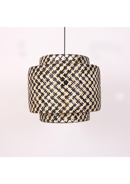 Mylamp Sitrus 40X37 Cm. Siyah / Naturel Bambu Avize