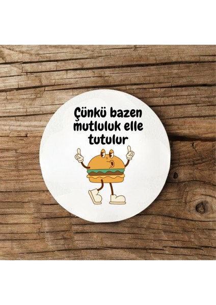 Çünkü Bazen Mutluluk Elle Tutulur Tasarımlı 2’li Mdf Bardak Altlığı fiyatları