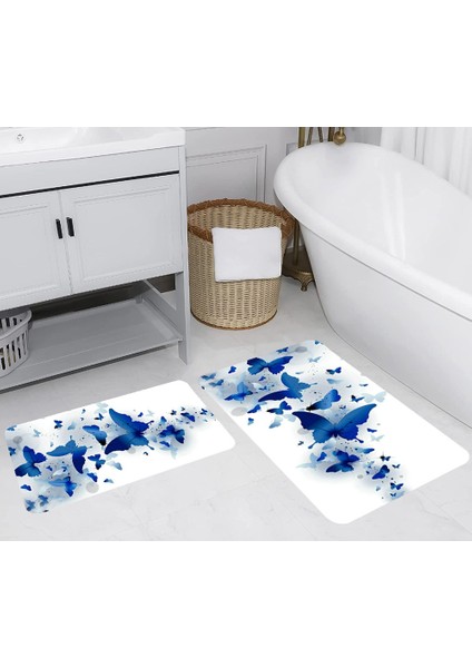 Dijital Baskı Modern Banyo Halısı Ikili Banyo Paspası LNA5267 100X60+60X50 cm