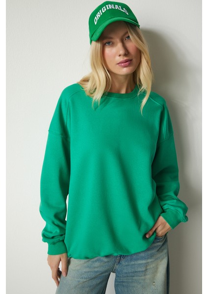 Şardonlu Oversize Sweatshirt LMC0044 Yeşil fiyatları
