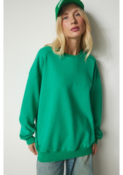Şardonlu Oversize Sweatshirt LMC0044 Yeşil modelleri
