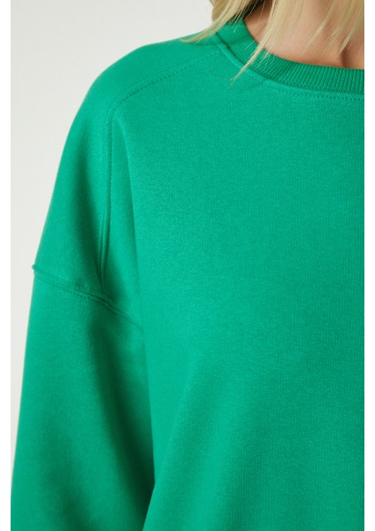 Şardonlu Oversize Sweatshirt LMC0044 Yeşil fırsatları