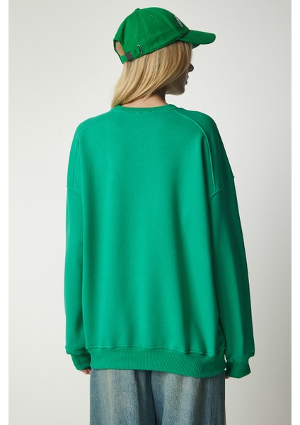 Şardonlu Oversize Sweatshirt LMC0044 Yeşil indirimleri