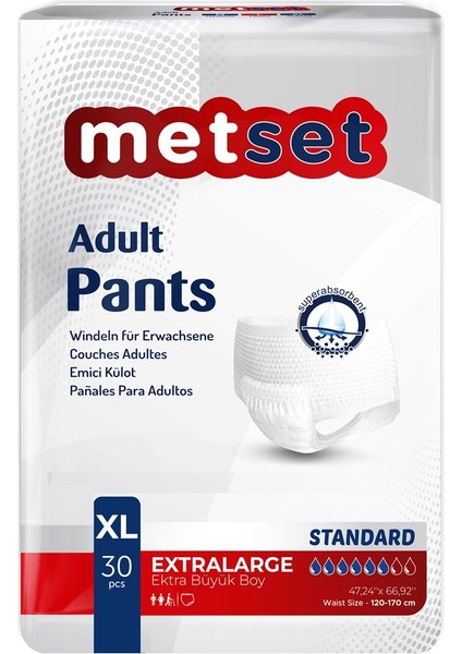 Metset Emici Külot Xl Beden 30 Luk 1 Paket