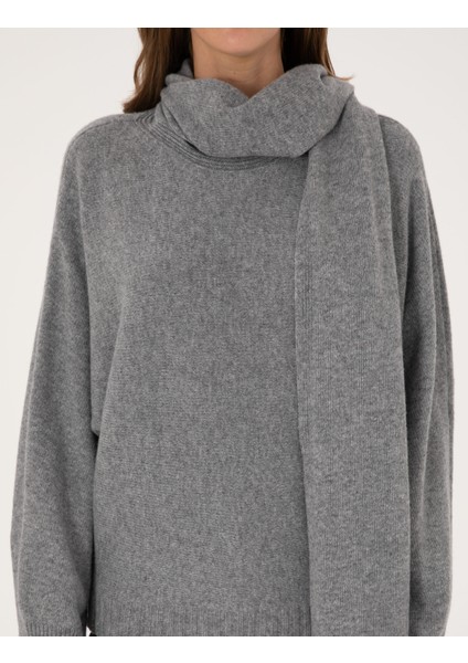 Kadın Gri Melanj Oversize Kazak 50311855-VR086