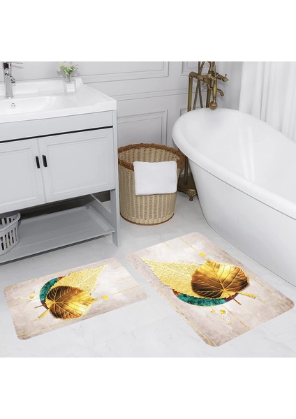 Dijital Baskı Modern Banyo Halısı Ikili Banyo Paspası LNA5174 100X60+60X50 cm