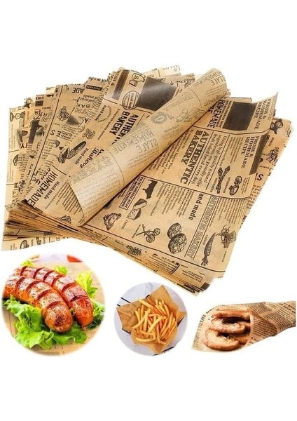 Kendinden Desenli Yağlı Kağıt | 50 Adet Vintage Gazete Desen Sunum Kağıdı | Karışık Desen fiyatları