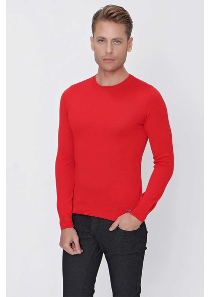 Tr 840 Slim Fit Kırmızı Klasik Triko