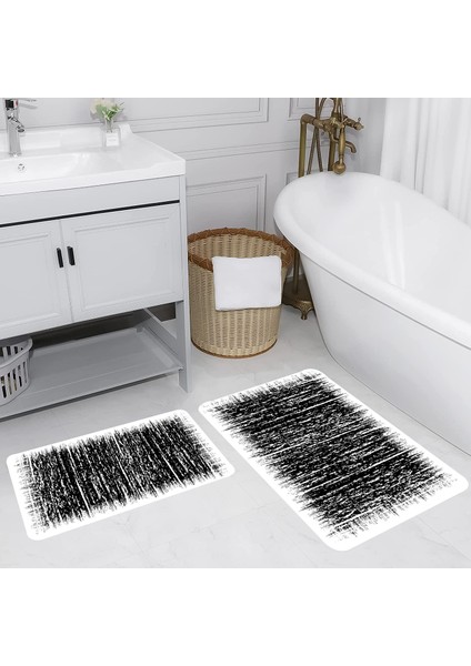 Dijital Baskı Modern Banyo Halısı Ikili Banyo Paspası LNA5148 100X60+60X50 cm