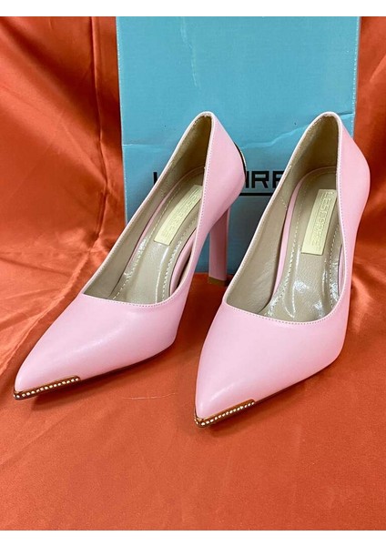 LES016 Pembe Sivri Burunlu Stilleto Yüksek Topuklu Kadın Ayakkabısı fırsatları