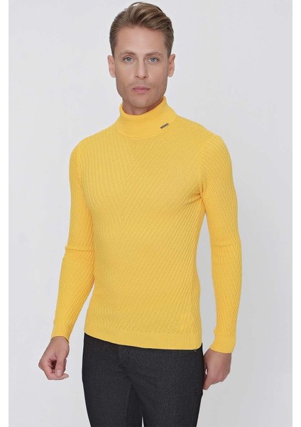 Tr 848 Slim Fit Sarı Klasik Triko