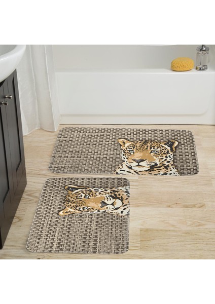Dijital Baskı Modern Banyo Halısı Ikili Banyo Paspası LNA5001 100X60+60X50 cm