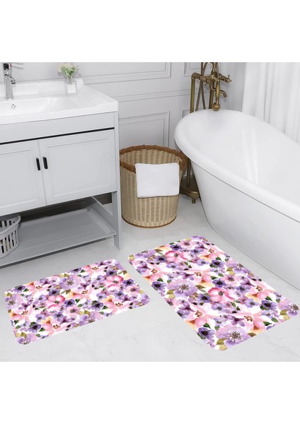 Dijital Baskı Modern Banyo Halısı Ikili Banyo Paspası LNA5064 100X60+60X50 cm