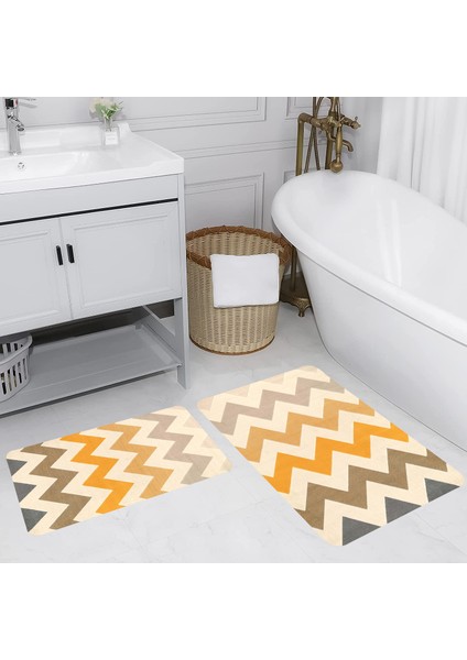 Dijital Baskı Modern Banyo Halısı Ikili Banyo Paspası LNA5175 100X60+60X50 cm