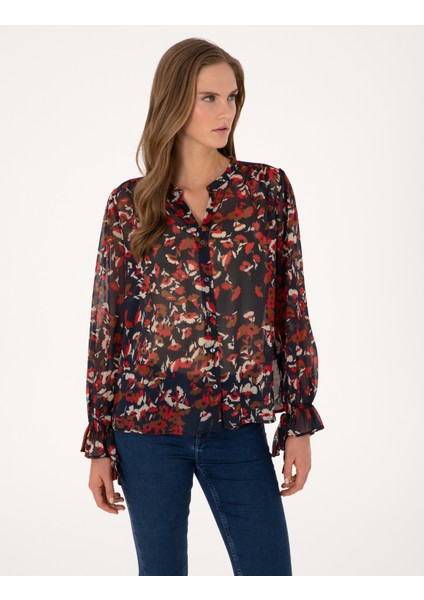 Kadın Lacivert Comfort Fit Bluz 50314085-VR033