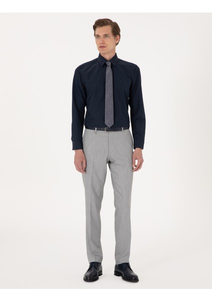 Erkek Lacivert Slim Fit Uzun Kollu Basic Gömlek 50316734-VR033 indirimleri