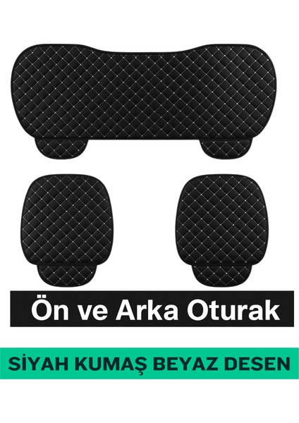 Mitsubishi Mirage 3/5 Kapı 1990–2000 Uyumlu 3 Parça Kapitone Oturak Araba Koltuk Kumaş Siyah Beyaz - Kaymaz | Trobus