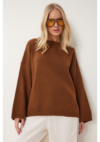 Oversize Basic Triko Kazak LKB0002 Taba