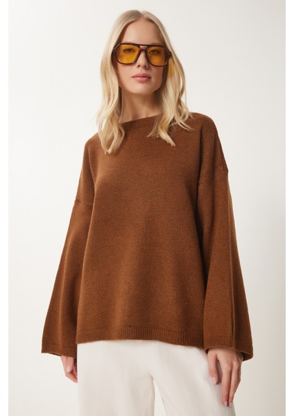 Oversize Basic Triko Kazak LKB0002 Taba fiyatları