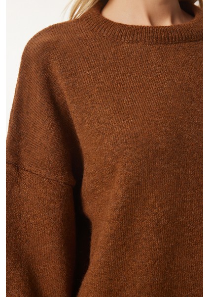 Oversize Basic Triko Kazak LKB0002 Taba modelleri