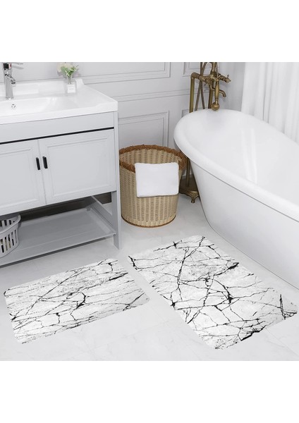 Dijital Baskı Modern Banyo Halısı Ikili Banyo Paspası LNA5110 100X60+60X50 cm