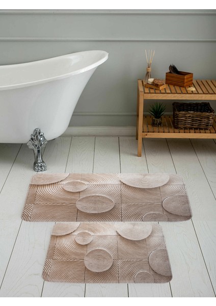 Dijital Baskı Modern Banyo Halısı Ikili Banyo Paspası LNA5119 100X60+60X50 cm