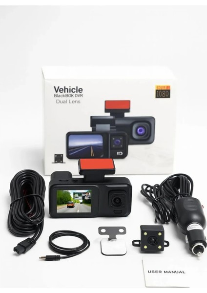 A98 3 Kameralı Araç Içi Kamera | 1080P Full Hd Ön + Iç + Arka | Gece Görüşü,g-Sensör 2" Ekran indirimleri