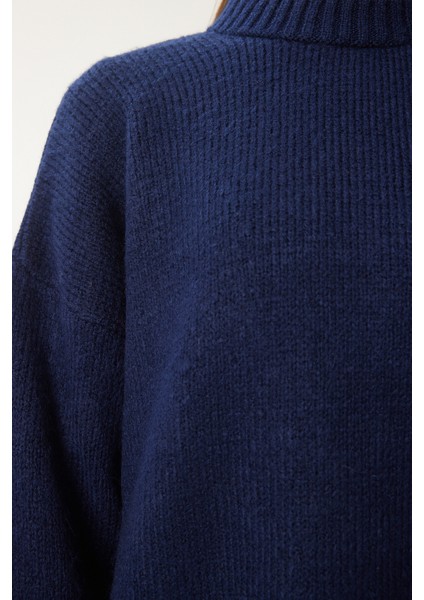 Yumuşak Dokulu Oversize Triko Kazak LPF0063 Lacivert indirimleri