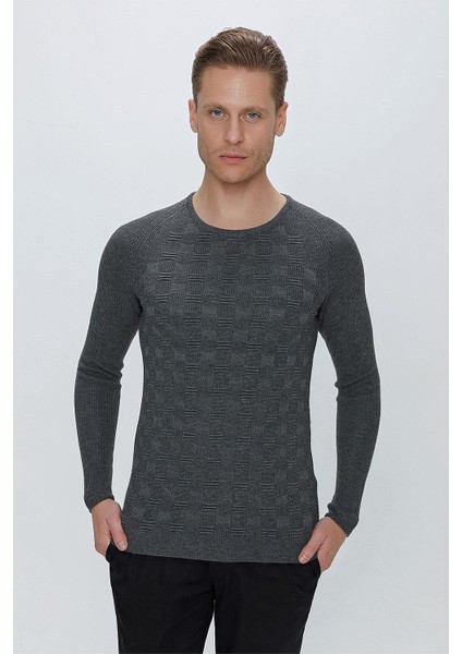 Tr 854 Slim Fit Antrasit Klasik Triko