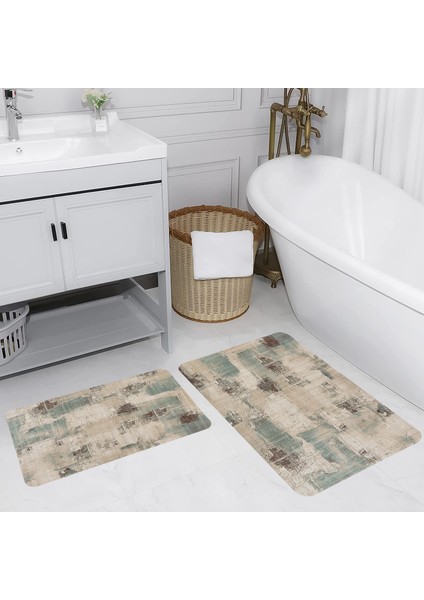 Dijital Baskı Modern Banyo Halısı Ikili Banyo Paspası LNA5228 100X60+60X50 cm