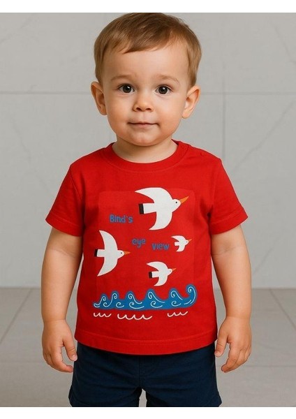 Erkek Bebek Pamuklu Kuş Baskılı T-Shirt fiyatları