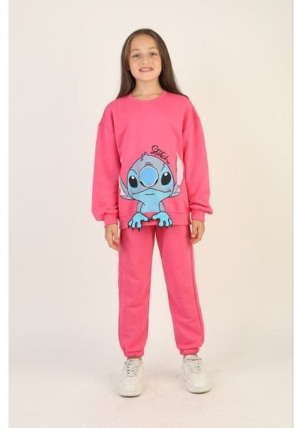 Kız Stitch Detaylı Eşofman Takımı