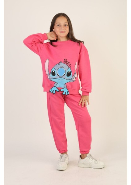 Kız Stitch Detaylı Eşofman Takımı modelleri