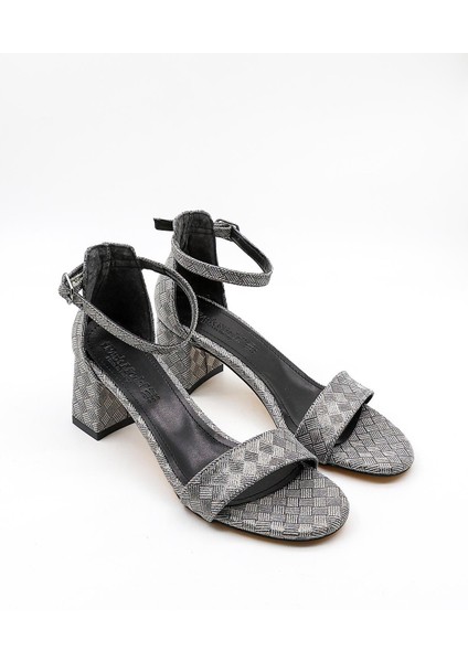 Kalın Topuklu Kadın Abiye Ayakkabı PM09 Platin fırsatları