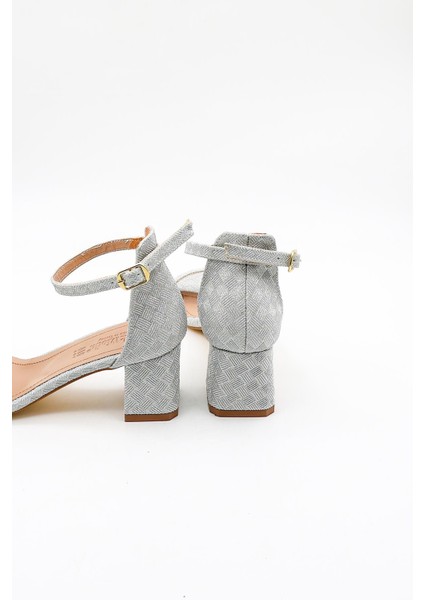 Kalın Topuklu Kadın Abiye Ayakkabı PM09 Gümüş fiyatları