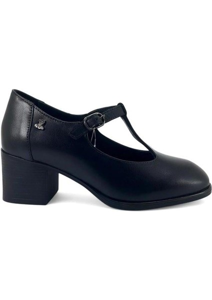 2512705K Kadın Deri Topuklu Ayakkabı - Siyah - 36