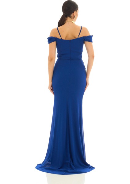 Kadın Askılı Uzun Şifon Abiye Elbise 58464 Saks fırsatları