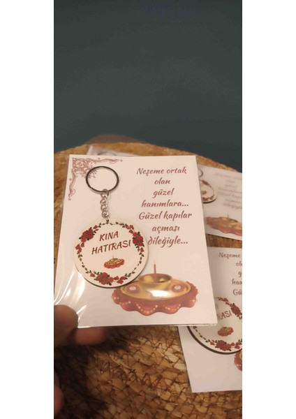 Kına Hatırası Ahşap Anahtarlık 10 Paket