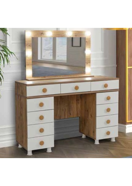 KDL Çam - Krem Işıklı Makyaj Masası