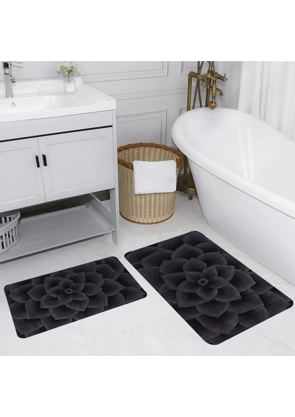 Dijital Baskı Modern Banyo Halısı Ikili Banyo Paspası LNA5155 100X60+60X50 cm