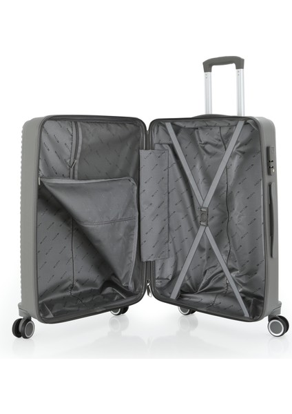 V374 Ultra Hafif Plastik Materyal Polipropilen Kabin Boy Valiz - Gri fırsatları