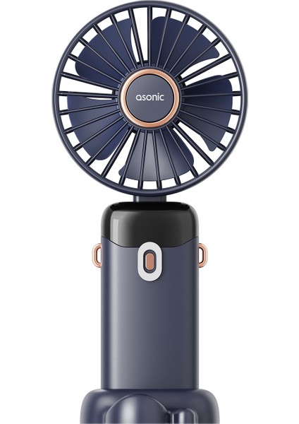 AFN28 Lacivert 500MAH 3 Kademe Dijital Göstergeli Katlanabilir Mini USB Fan